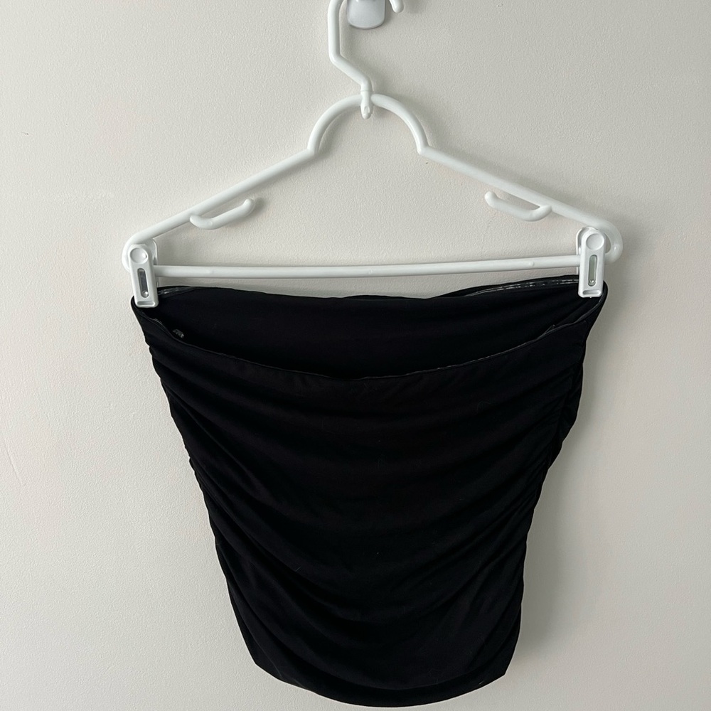 A New Day Black Ruched Pencil Mini Skirt